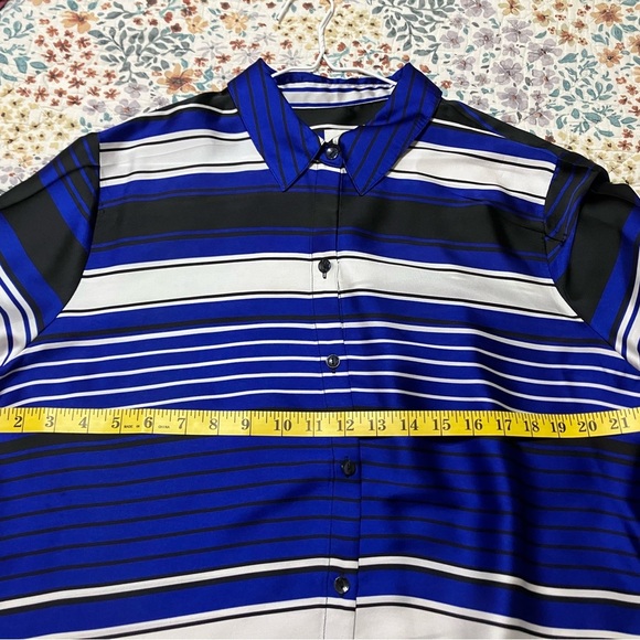 Chico’s Striped Blue and Black Button-Up Shirt - Picture 5 of 6